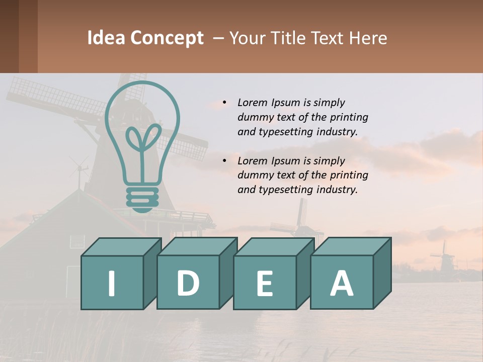 A Group Of Windmills Sitting Next To A Body Of Water PowerPoint Template