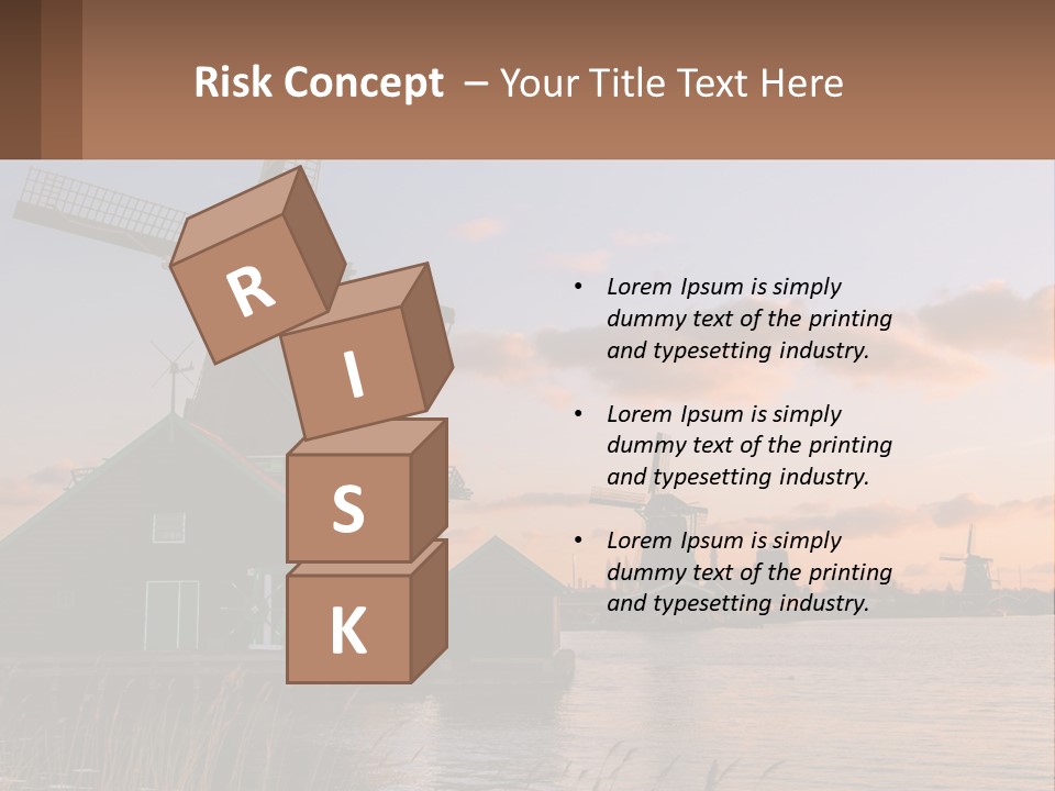 A Group Of Windmills Sitting Next To A Body Of Water PowerPoint Template