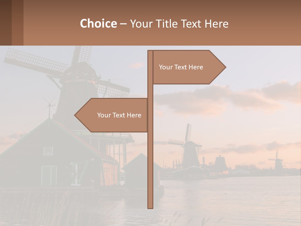 A Group Of Windmills Sitting Next To A Body Of Water PowerPoint Template
