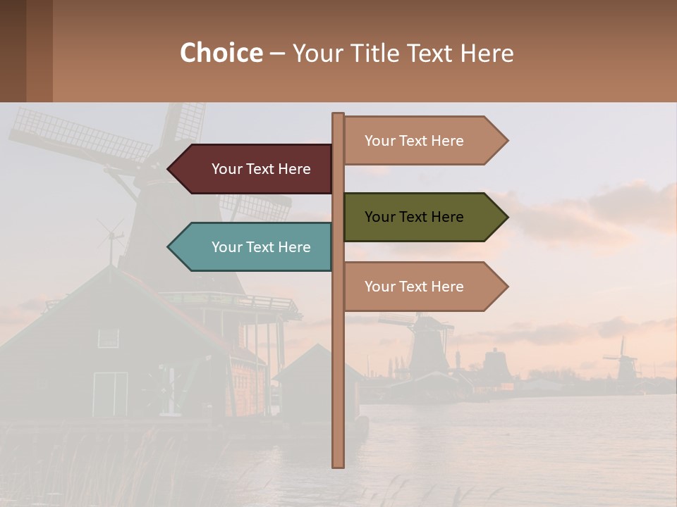 A Group Of Windmills Sitting Next To A Body Of Water PowerPoint Template