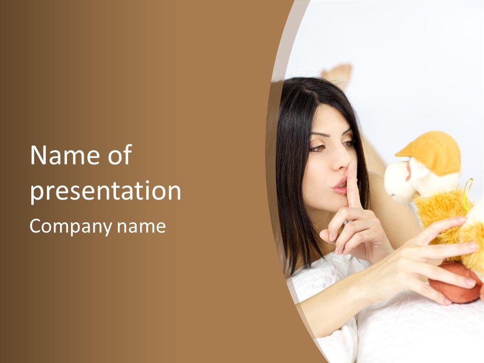 A Woman Laying In Bed Holding A Stuffed Animal PowerPoint Template