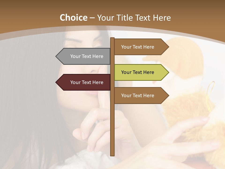 A Woman Laying In Bed Holding A Stuffed Animal PowerPoint Template