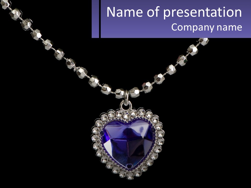 A Necklace With A Purple Heart On It PowerPoint Template