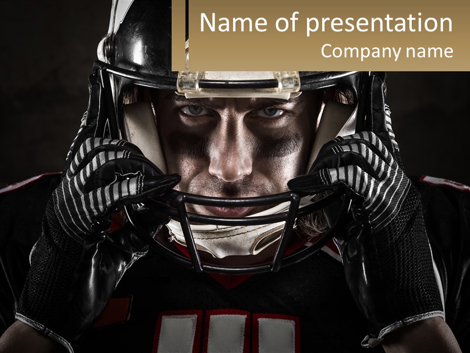 A Football Player Holding His Helmet Over His Face PowerPoint Template