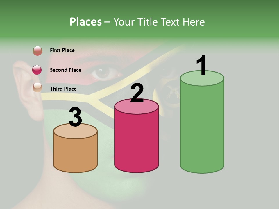 A Man With His Face Painted In The Colors Of The Flag Of Jamaica PowerPoint Template