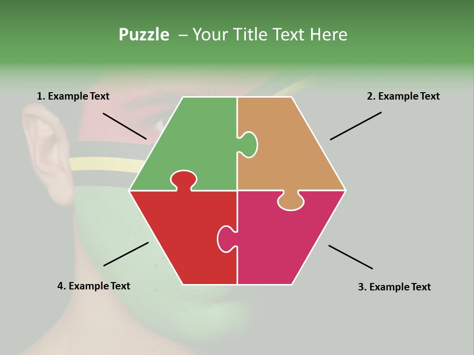 A Man With His Face Painted In The Colors Of The Flag Of Jamaica PowerPoint Template