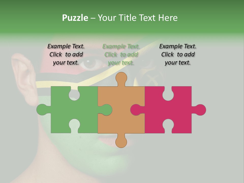 A Man With His Face Painted In The Colors Of The Flag Of Jamaica PowerPoint Template