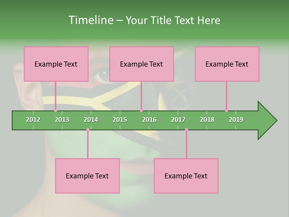 A Man With His Face Painted In The Colors Of The Flag Of Jamaica PowerPoint Template