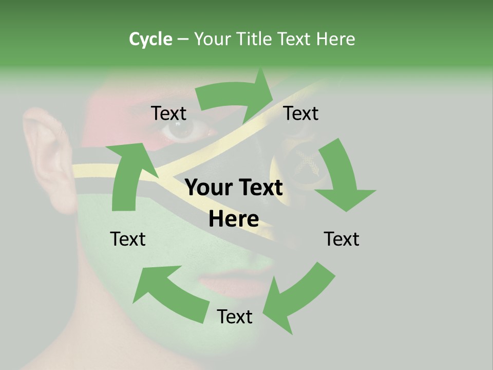A Man With His Face Painted In The Colors Of The Flag Of Jamaica PowerPoint Template