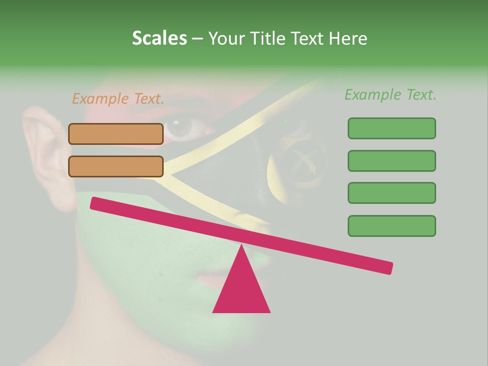 A Man With His Face Painted In The Colors Of The Flag Of Jamaica PowerPoint Template
