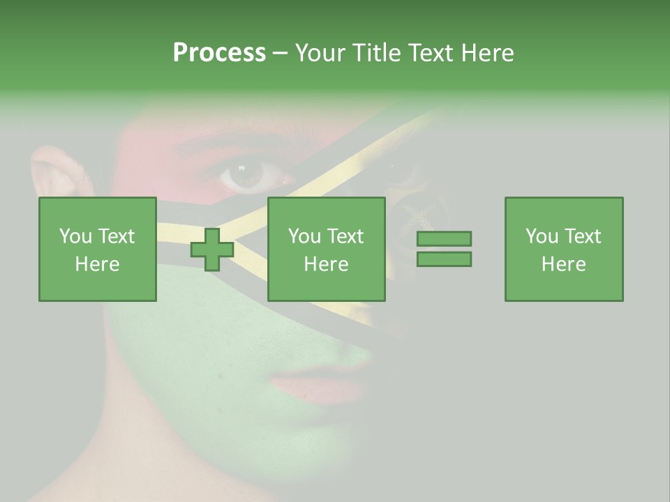 A Man With His Face Painted In The Colors Of The Flag Of Jamaica PowerPoint Template