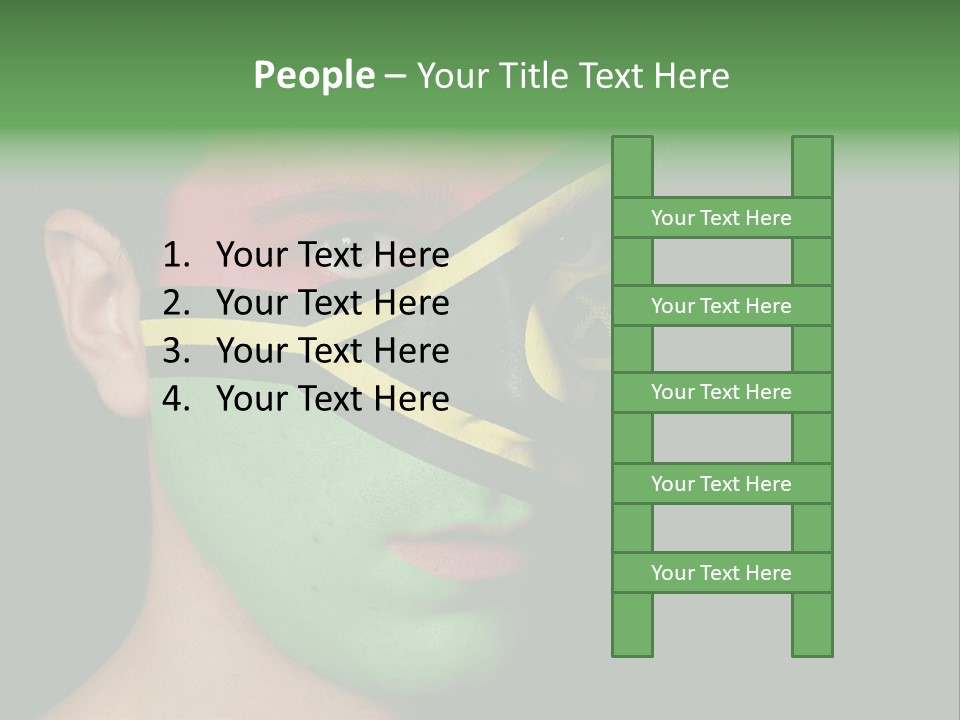 A Man With His Face Painted In The Colors Of The Flag Of Jamaica PowerPoint Template