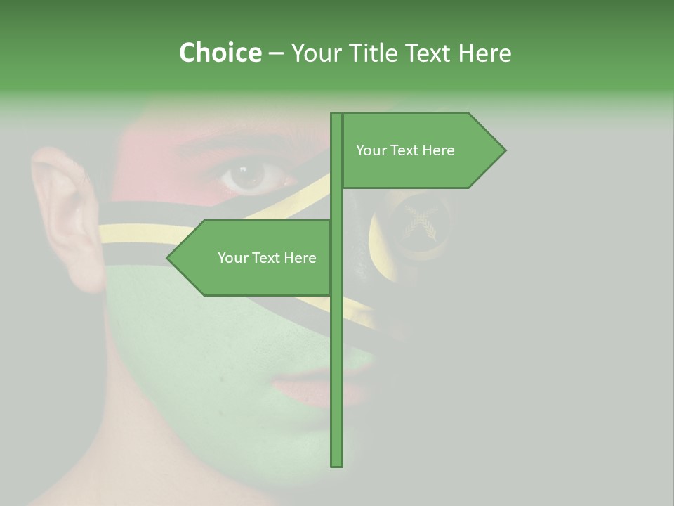 A Man With His Face Painted In The Colors Of The Flag Of Jamaica PowerPoint Template