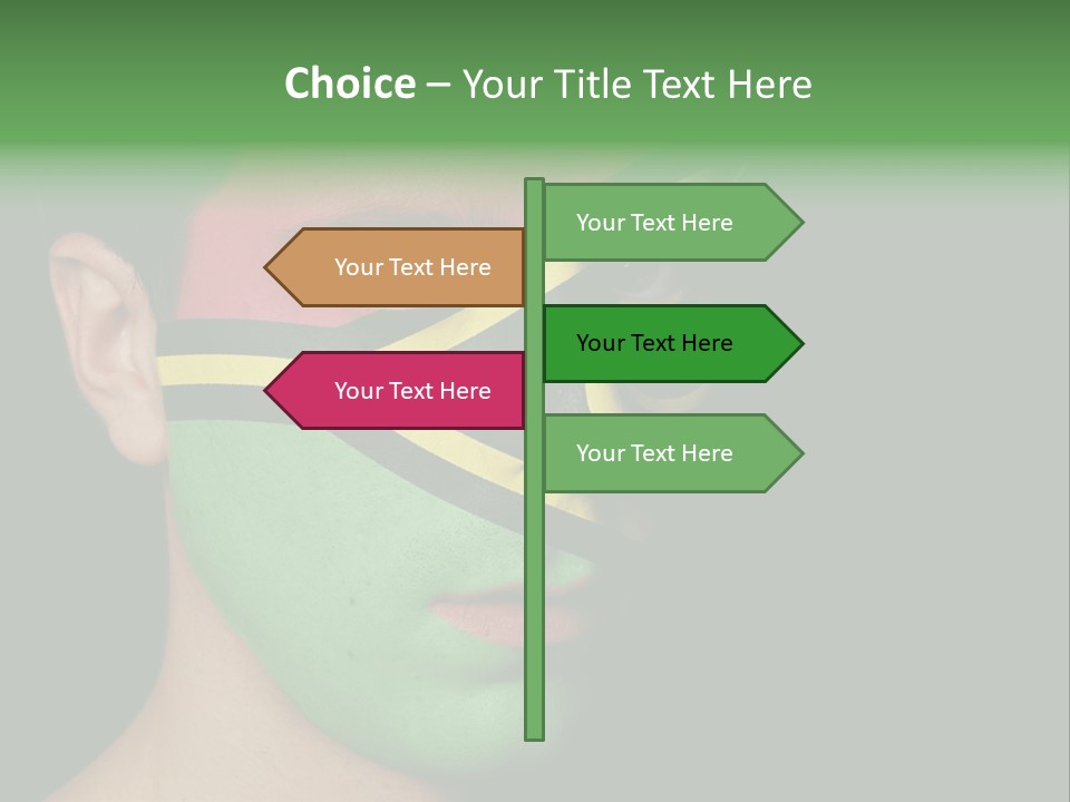 A Man With His Face Painted In The Colors Of The Flag Of Jamaica PowerPoint Template