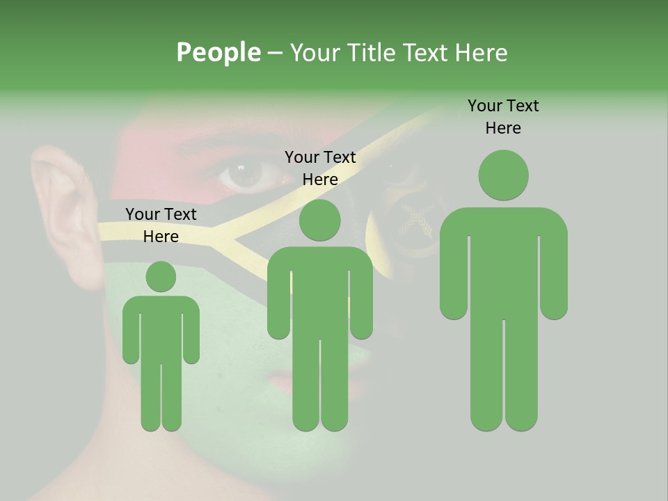 A Man With His Face Painted In The Colors Of The Flag Of Jamaica PowerPoint Template