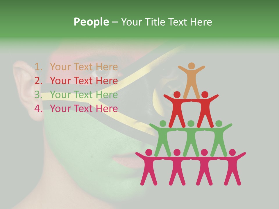 A Man With His Face Painted In The Colors Of The Flag Of Jamaica PowerPoint Template