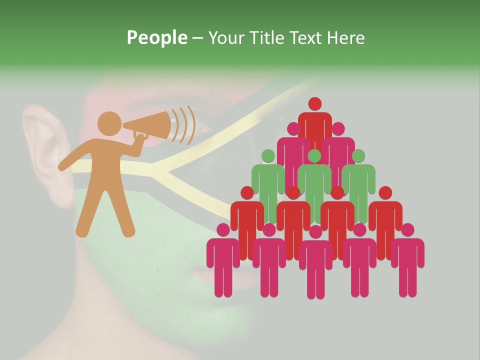 A Man With His Face Painted In The Colors Of The Flag Of Jamaica PowerPoint Template