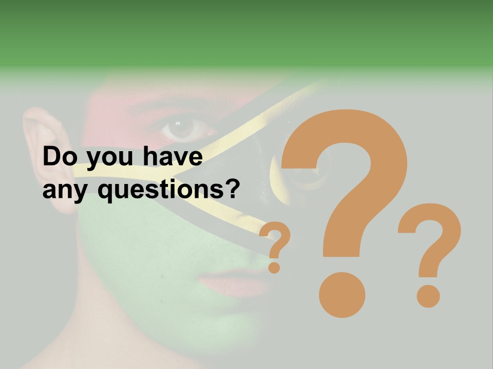 A Man With His Face Painted In The Colors Of The Flag Of Jamaica PowerPoint Template