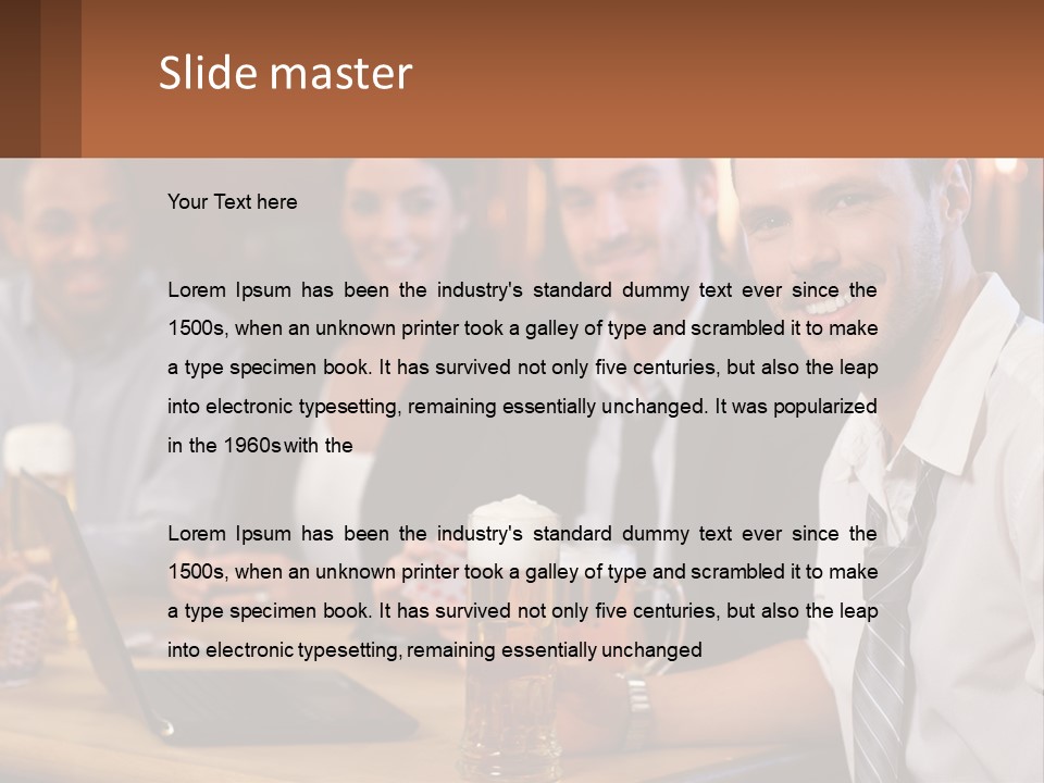 A Group Of People Sitting At A Table With Beer PowerPoint Template