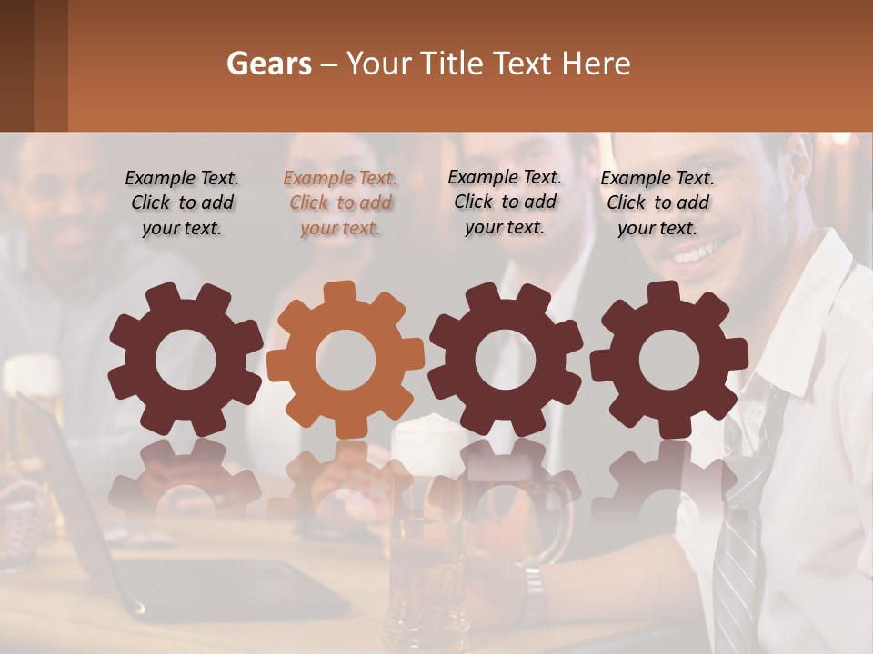 A Group Of People Sitting At A Table With Beer PowerPoint Template