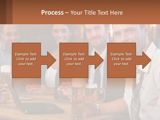 A Group Of People Sitting At A Table With Beer PowerPoint Template