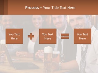 A Group Of People Sitting At A Table With Beer PowerPoint Template