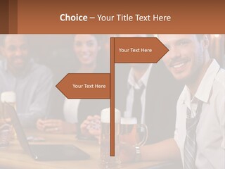 A Group Of People Sitting At A Table With Beer PowerPoint Template