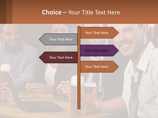 A Group Of People Sitting At A Table With Beer PowerPoint Template