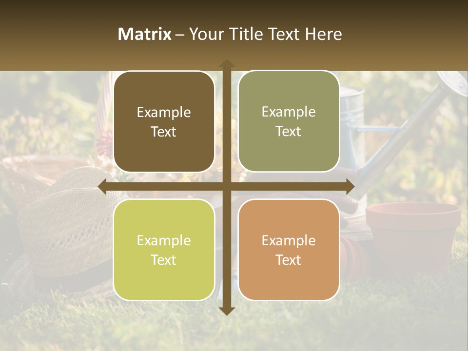 A Garden With Gardening Tools And Flowers In The Background PowerPoint Template