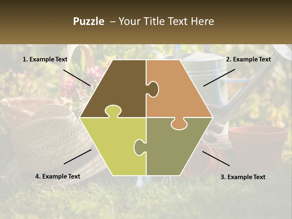 A Garden With Gardening Tools And Flowers In The Background PowerPoint Template