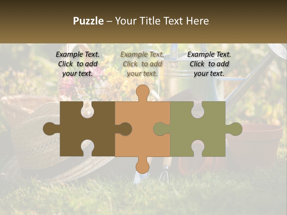 A Garden With Gardening Tools And Flowers In The Background PowerPoint Template