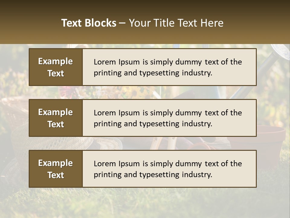 A Garden With Gardening Tools And Flowers In The Background PowerPoint Template