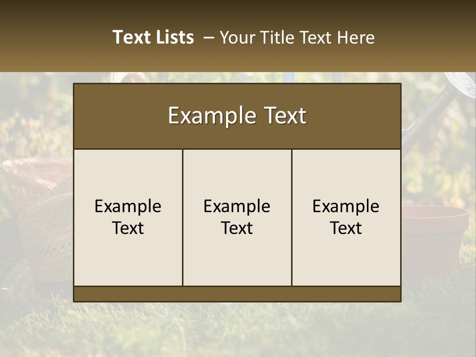 A Garden With Gardening Tools And Flowers In The Background PowerPoint Template