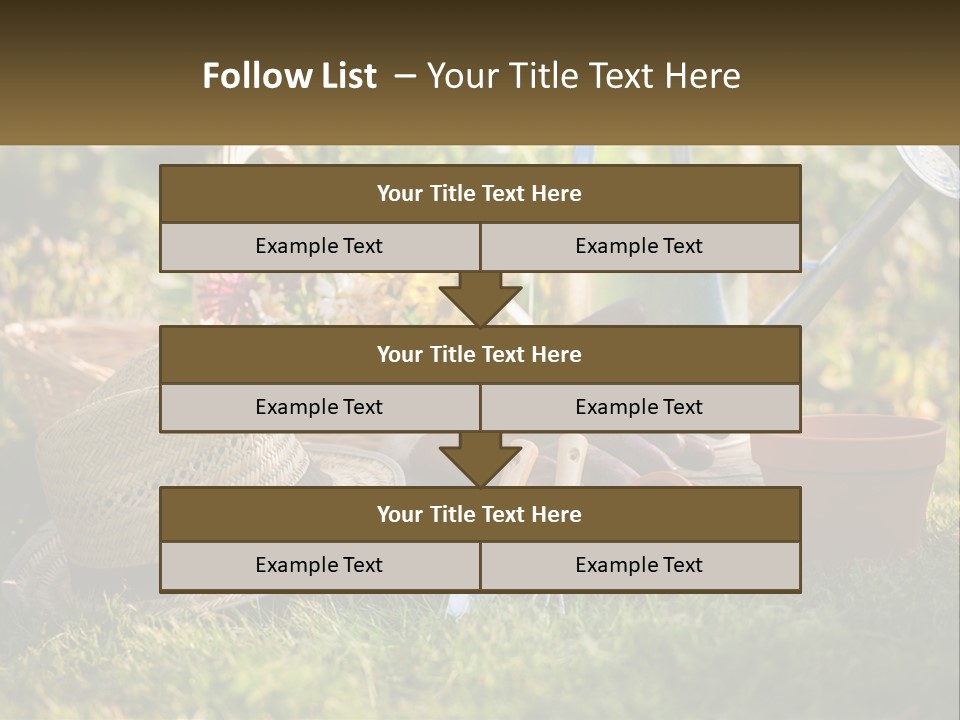 A Garden With Gardening Tools And Flowers In The Background PowerPoint Template