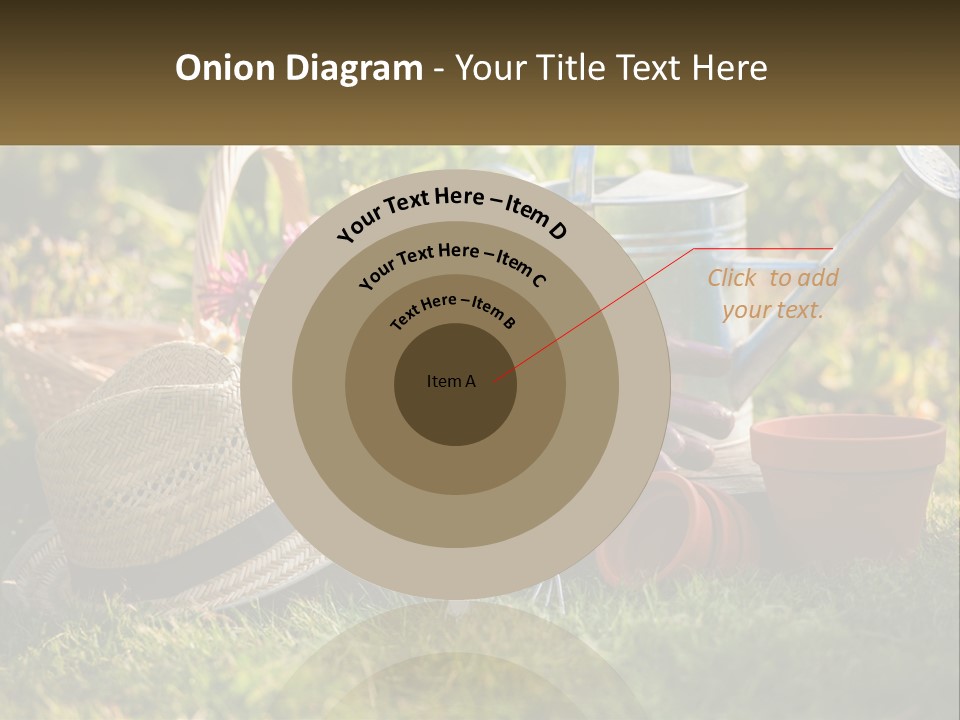 A Garden With Gardening Tools And Flowers In The Background PowerPoint Template