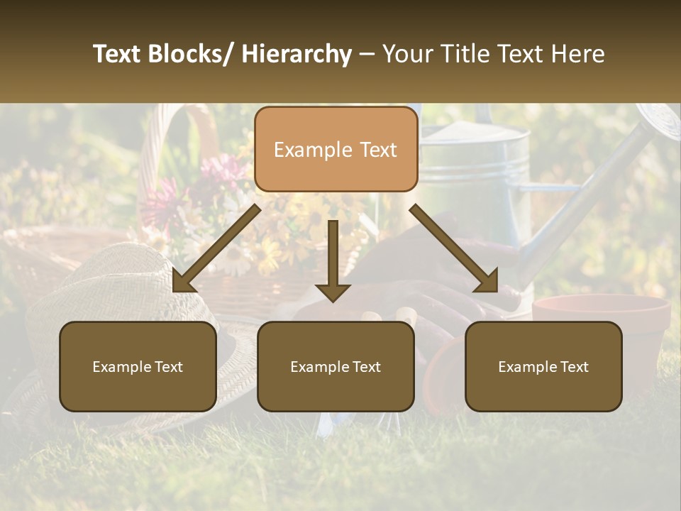 A Garden With Gardening Tools And Flowers In The Background PowerPoint Template