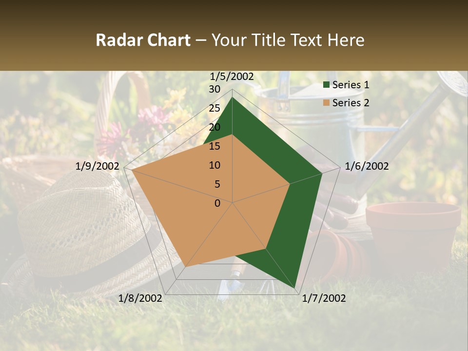 A Garden With Gardening Tools And Flowers In The Background PowerPoint Template
