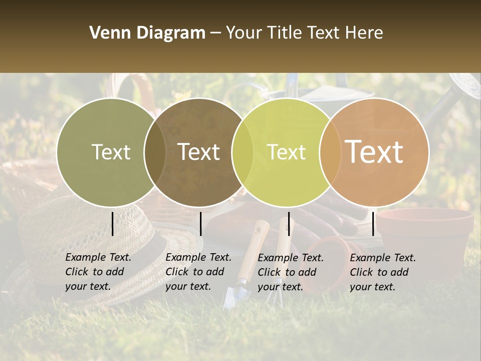 A Garden With Gardening Tools And Flowers In The Background PowerPoint Template