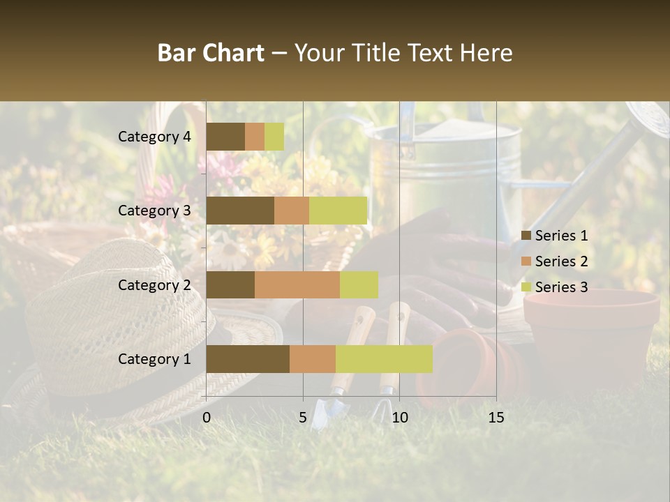 A Garden With Gardening Tools And Flowers In The Background PowerPoint Template