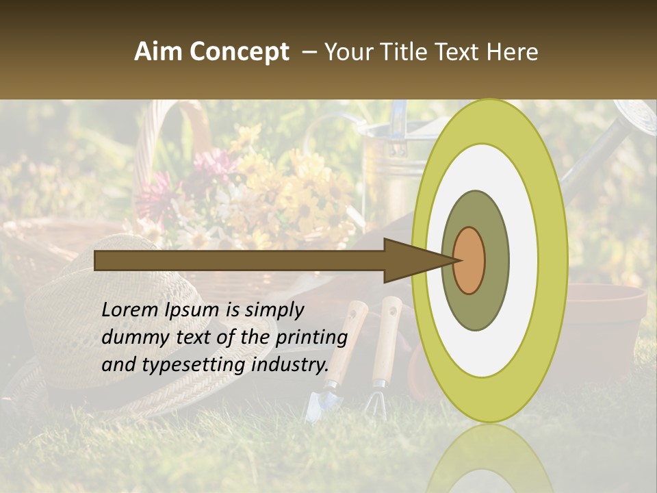 A Garden With Gardening Tools And Flowers In The Background PowerPoint Template