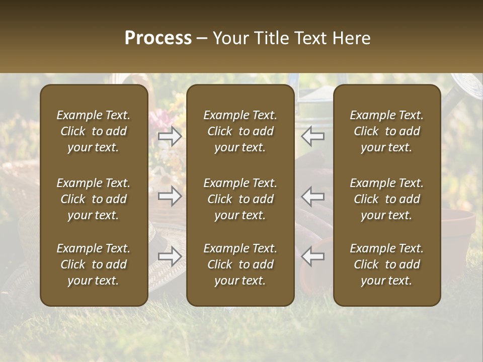 A Garden With Gardening Tools And Flowers In The Background PowerPoint Template