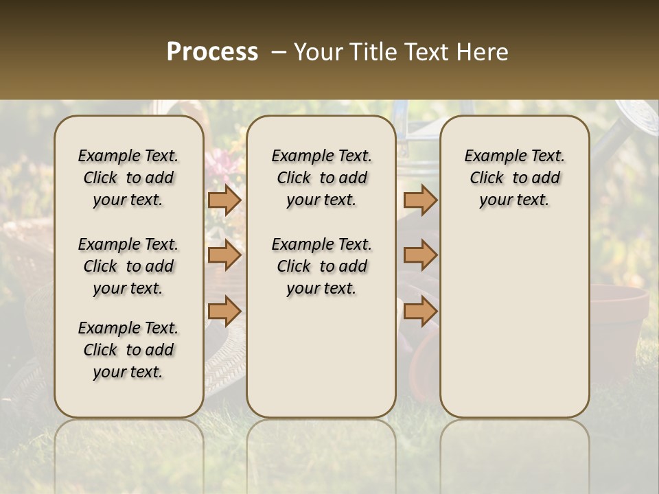 A Garden With Gardening Tools And Flowers In The Background PowerPoint Template