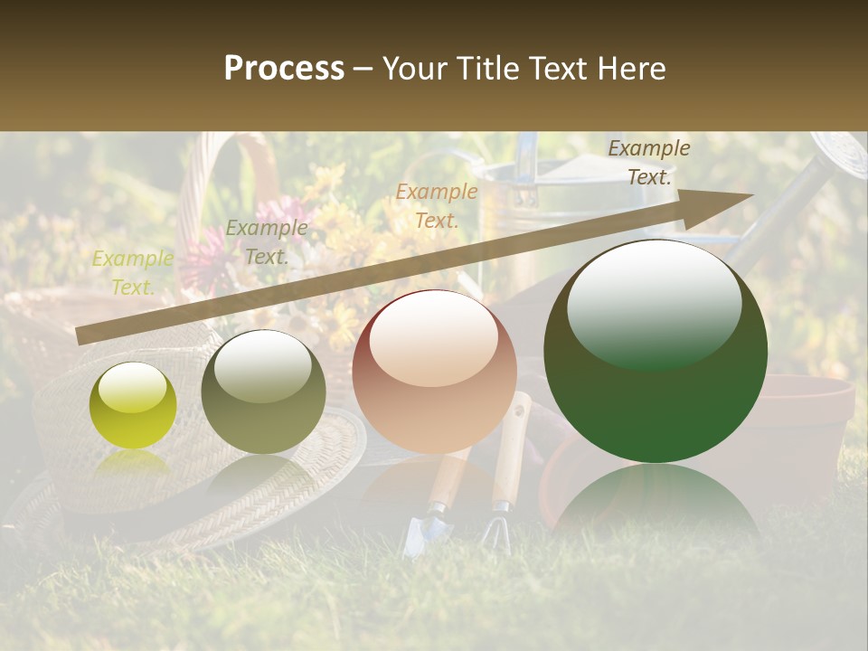 A Garden With Gardening Tools And Flowers In The Background PowerPoint Template