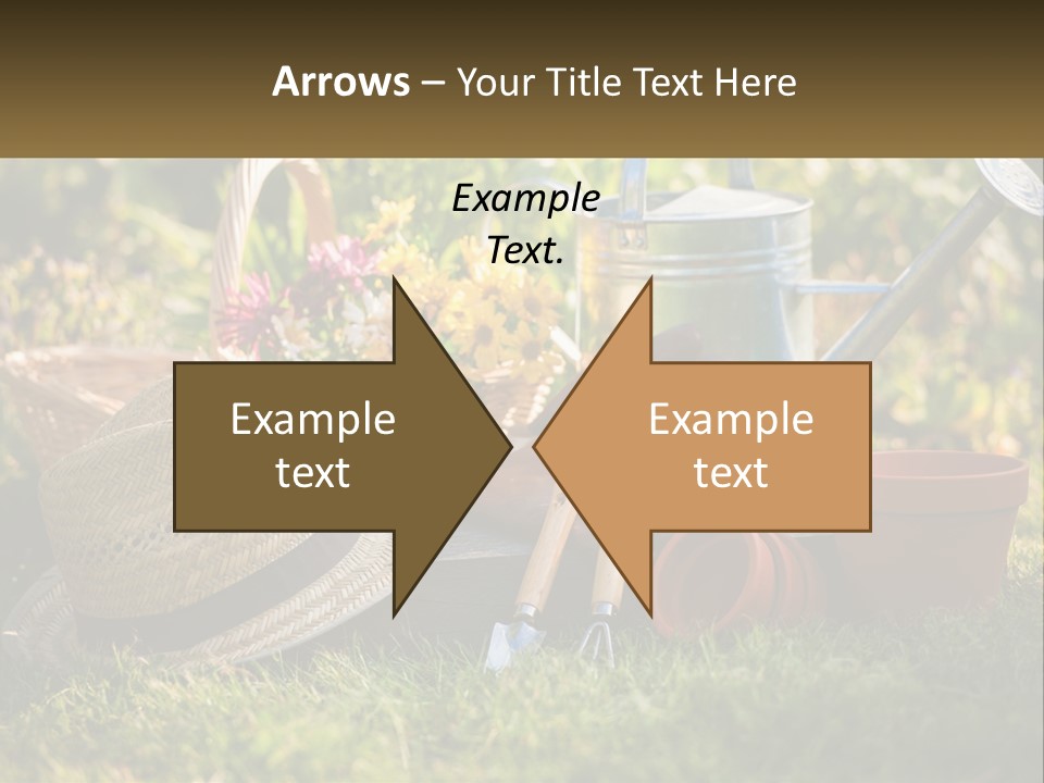 A Garden With Gardening Tools And Flowers In The Background PowerPoint Template