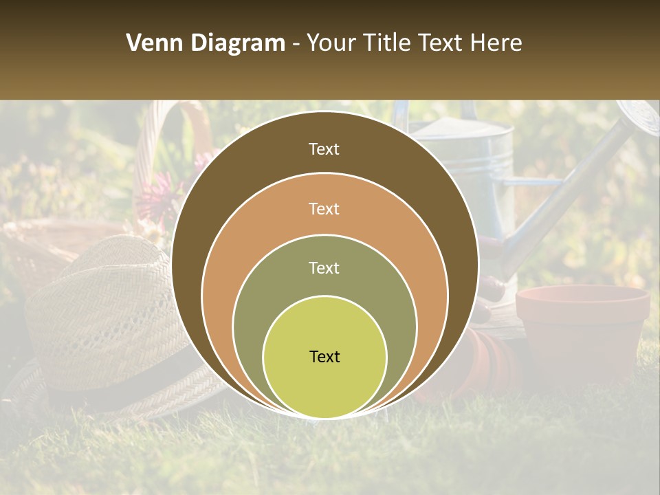 A Garden With Gardening Tools And Flowers In The Background PowerPoint Template