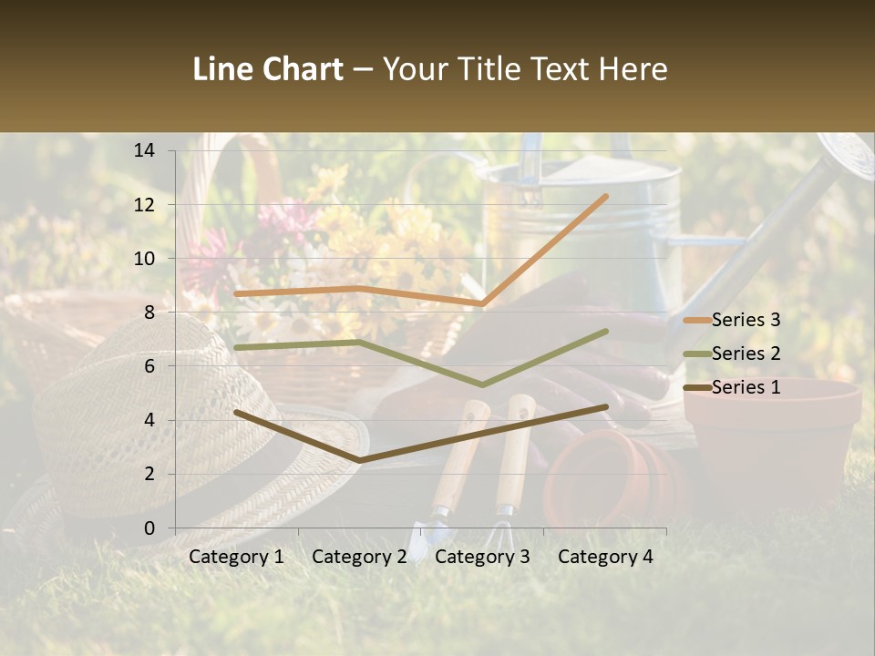 A Garden With Gardening Tools And Flowers In The Background PowerPoint Template