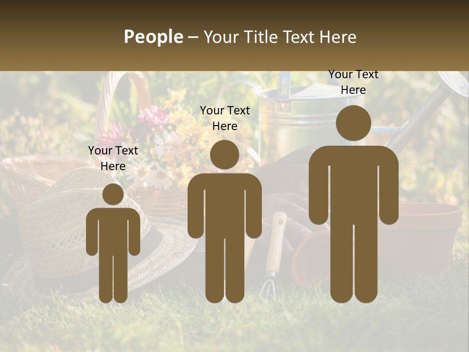 A Garden With Gardening Tools And Flowers In The Background PowerPoint Template