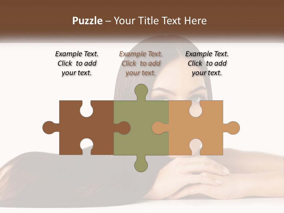 A Woman With Long Brown Hair Is Shown In This Powerpoint Presentation PowerPoint Template