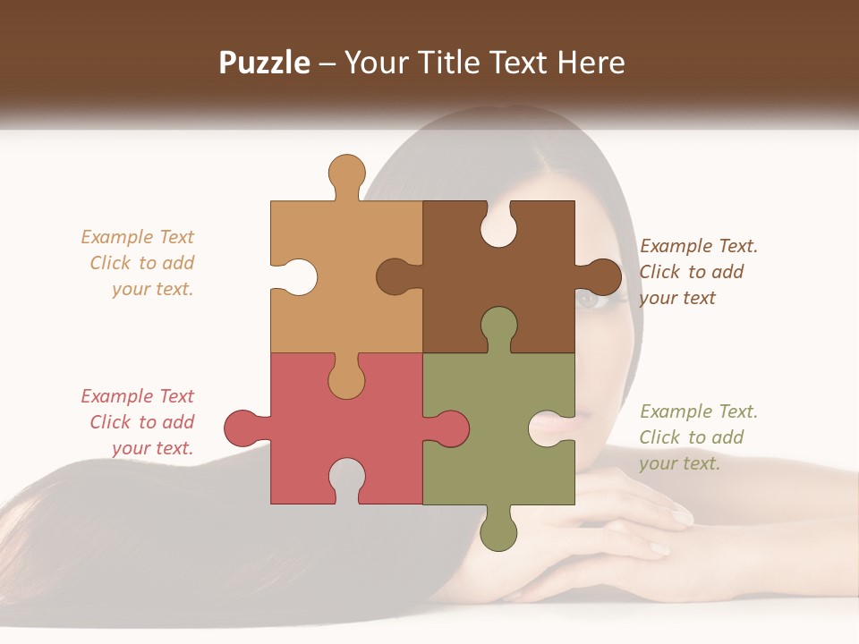 A Woman With Long Brown Hair Is Shown In This Powerpoint Presentation PowerPoint Template