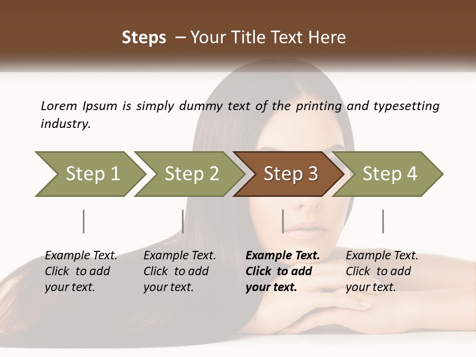 A Woman With Long Brown Hair Is Shown In This Powerpoint Presentation PowerPoint Template